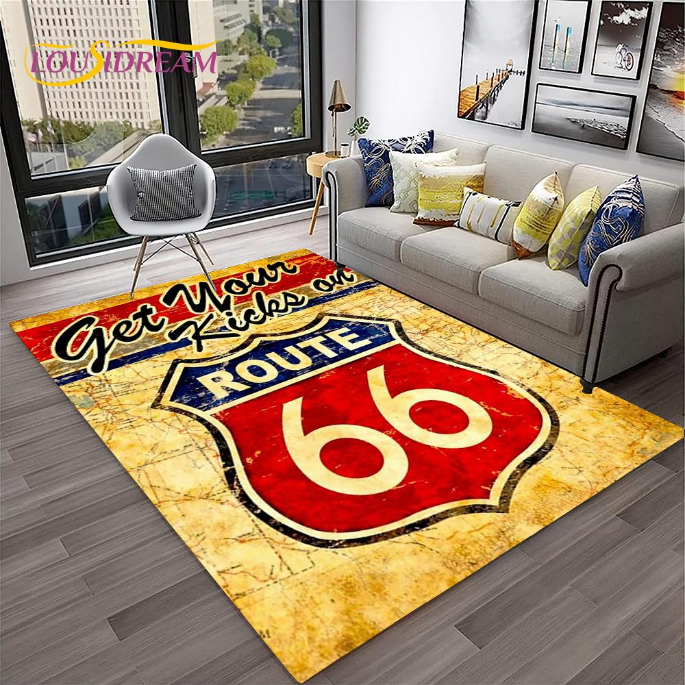 Mother Road,Historic Route 66,mãe Estrada Carpet Rug for Home Living Room Bedroom Sofa Doormat Decor,Area Rug Non-slip Floor Mat
