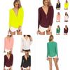 Elegant Women's Fashion Casual Autumn Blouse With V Neck And Long Sleeves Zipper Top
