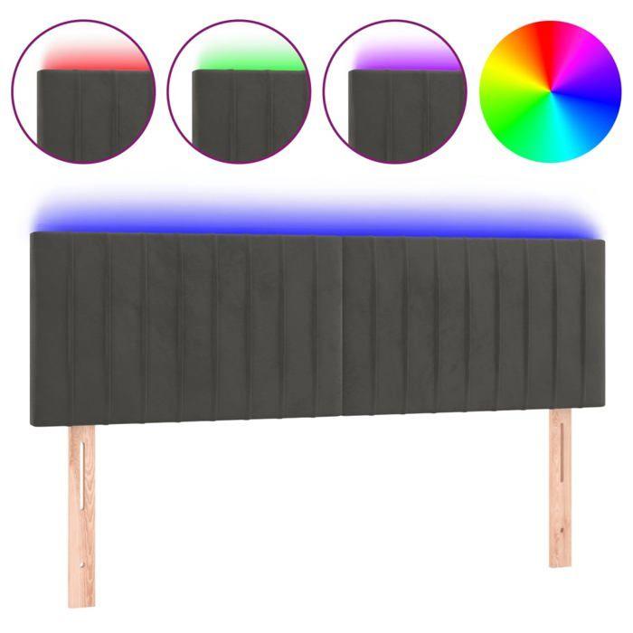 VidaXL LED Headboard Bedroom Furniture Double Bed Accessory Head of Bed Frame Interior Dark Grey 3121899