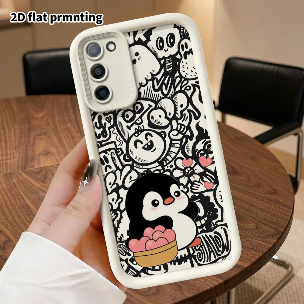 Phone Case: 2D Flat Samsung Galaxy A34 A35 M05 M06 S20 S22 S21 FE Plus 5G Protective Case, Penguin, Christmas and Halloween Gift