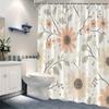 Blumen-Duschvorhang - Pfirsichfarbene & Beige Blumen, Cremefarbener Hintergrund, Minimalistisches Polyester, Waschmaschinenfest, Ganzjahres-Badezimmer