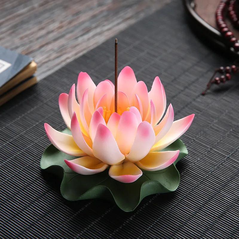 Y Ceramic Handicraft Stick Incense Burners Simulation Lotus Incense Holder Ornaments Zen Aromatherapy Tea Office Spiritual Decor