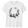 Floral Rose Wreath Black Sketch Unisexs TShirt Botanical Illustration Floral