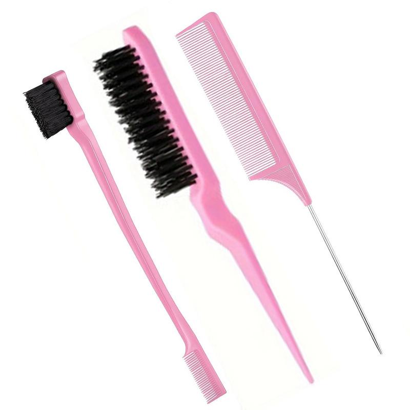 

3pcs/set Slick Back Hair Brush Set Bristle Hair Brush Edge Control Brush Teasing Comb for Women