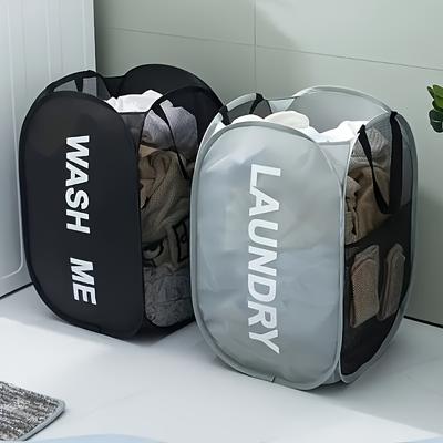 Foldable Laundry Basket with Handle - Foldable Mesh Fabric Laundry Basket, Space Saving, Suitable for bathrooms,Laundry Baskets