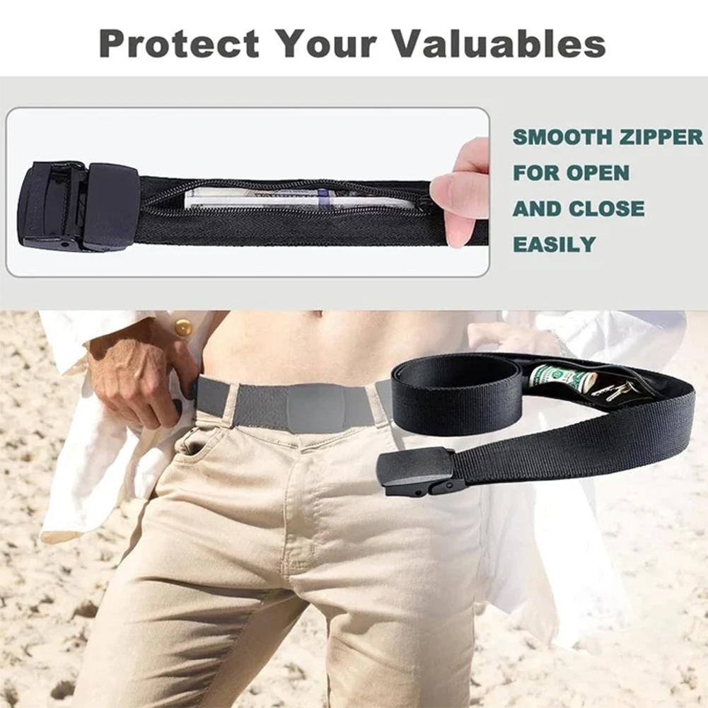 Travel Security Money Belt Cash Anti-Theft Waistband Zipper Hidden Money Belt Adjustables Waistbelt For Secret Pocket Waist Stra