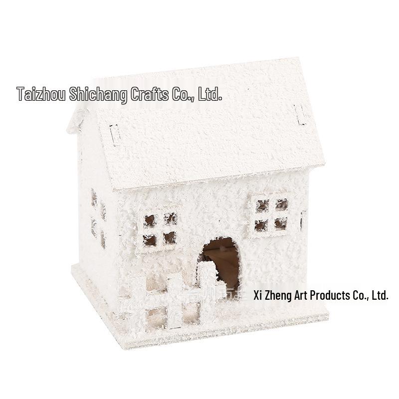 

Рождественские деревянные украшения в виде снежинок и домиков с подсветкой для украшения окон/стола