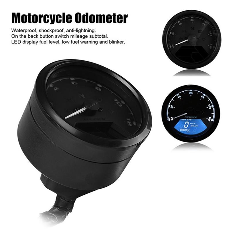 Abtc-motorcycle Lcd Instrument Speedometer Odometer Tachometer Digital Lcd Oil Gauge With Induction Sensor чёрный