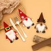 Christmas Tableware Holder Xmas Gnome Cutlery Holder Knife Fork Spoon Pouch Bag for Holiday Party Dinner Table Decor