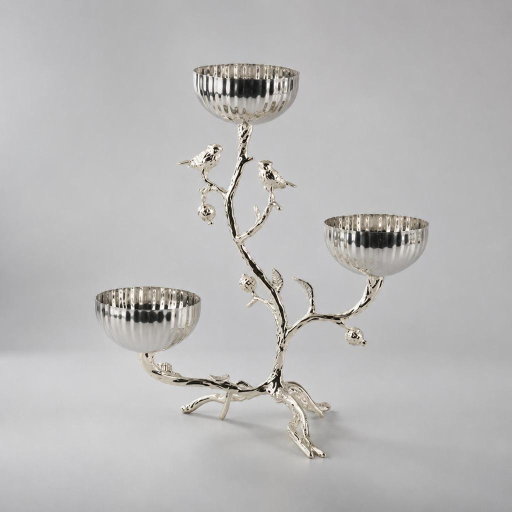 Metal Fruit Bowl with Tree-Shaped Structure Frame Naturethemed for Entryway