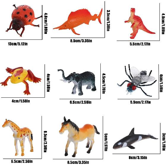FLORMOON Animal Figures, 72pcs Realistic Mini Dinosaur Insect Sea Farm Reptile Wild Jungle Animal Toys, Early Educational Toys, Birthday Party Cake