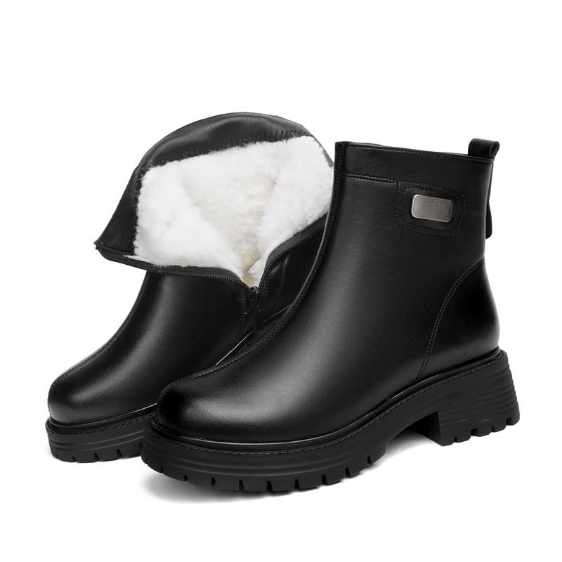 Fashion AIYUQI Ankle Boots Women 2025 New Genuine Leather Natural Wool Snow Boots Women Anti Slip Large Size Women's Motorcycle Boots
