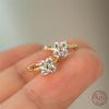925 Sterling Silver Plating 18K Gold Exquisite Zirconia Flower Stud Earrings for Women French Exquisite Party Jewelry Gift