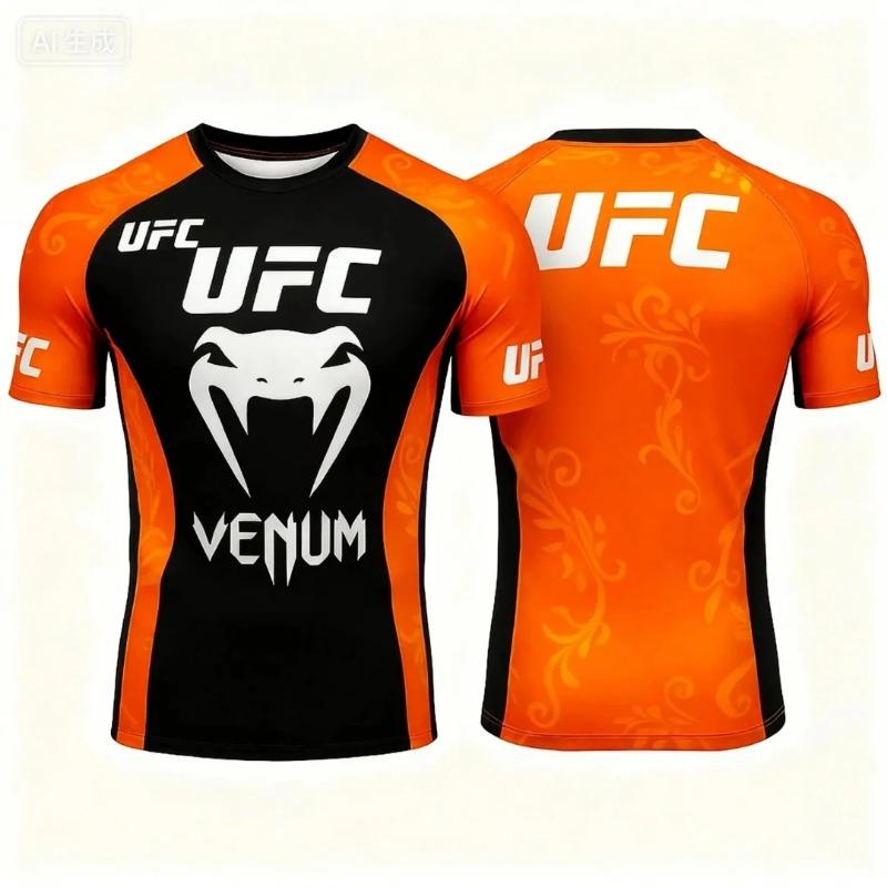 T-shirt da uomo Moda Asciugatura rapida Casual Traspirante Girocollo Manica corta Top Estate UFC Boxe Competizione di combattimento