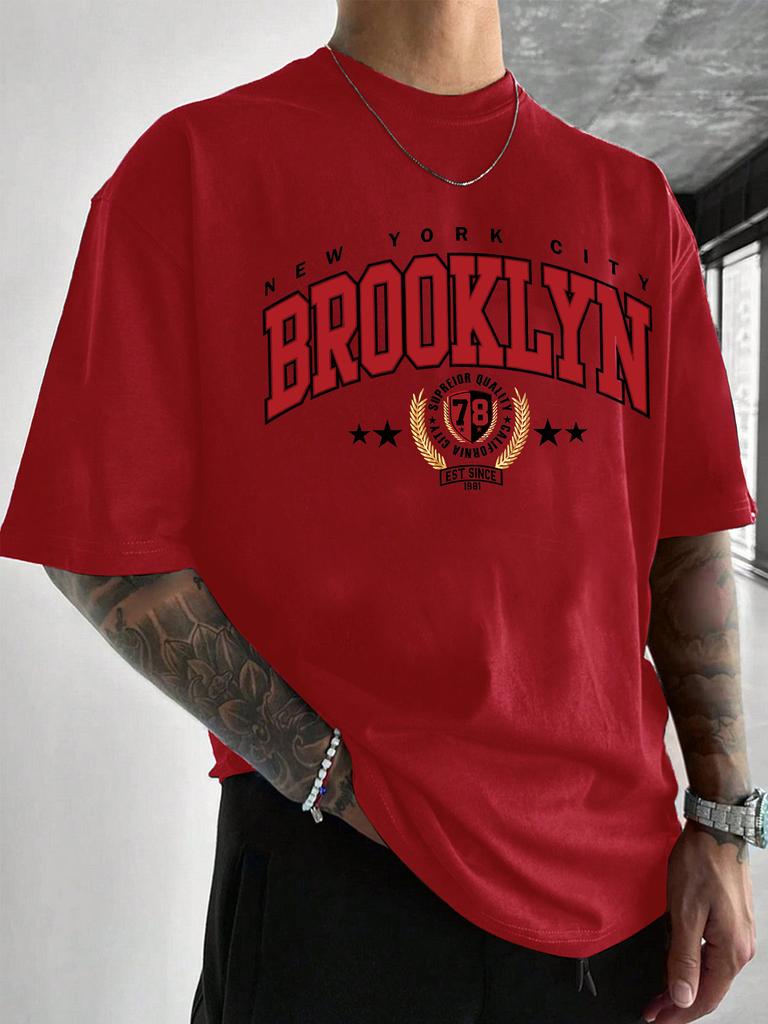 Men's Graphic Tee - Casual & Loose Dark Academia Short Sleeve T-Shirt Oversized Baggy Tops T-Shirt Black