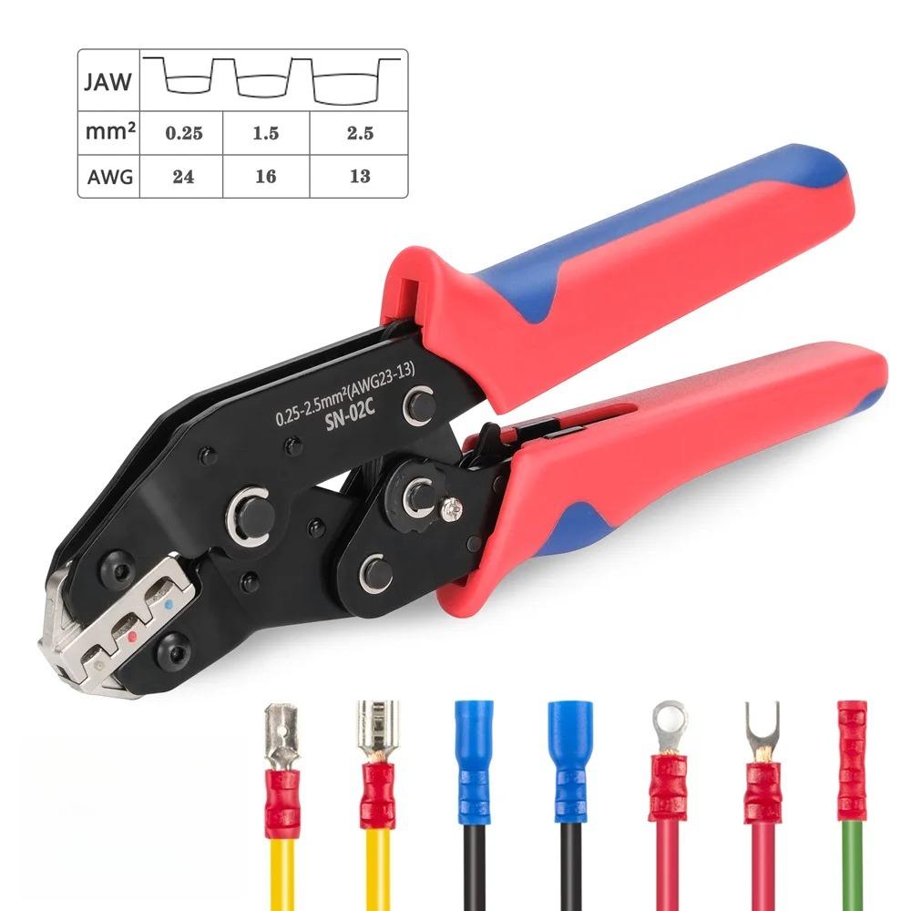 

SN-02C Wire Crimping Tool Kit AWG 23-13 for Insulated Wire Electrical Connectors Ring and Spade Terminals and Cable Lugs