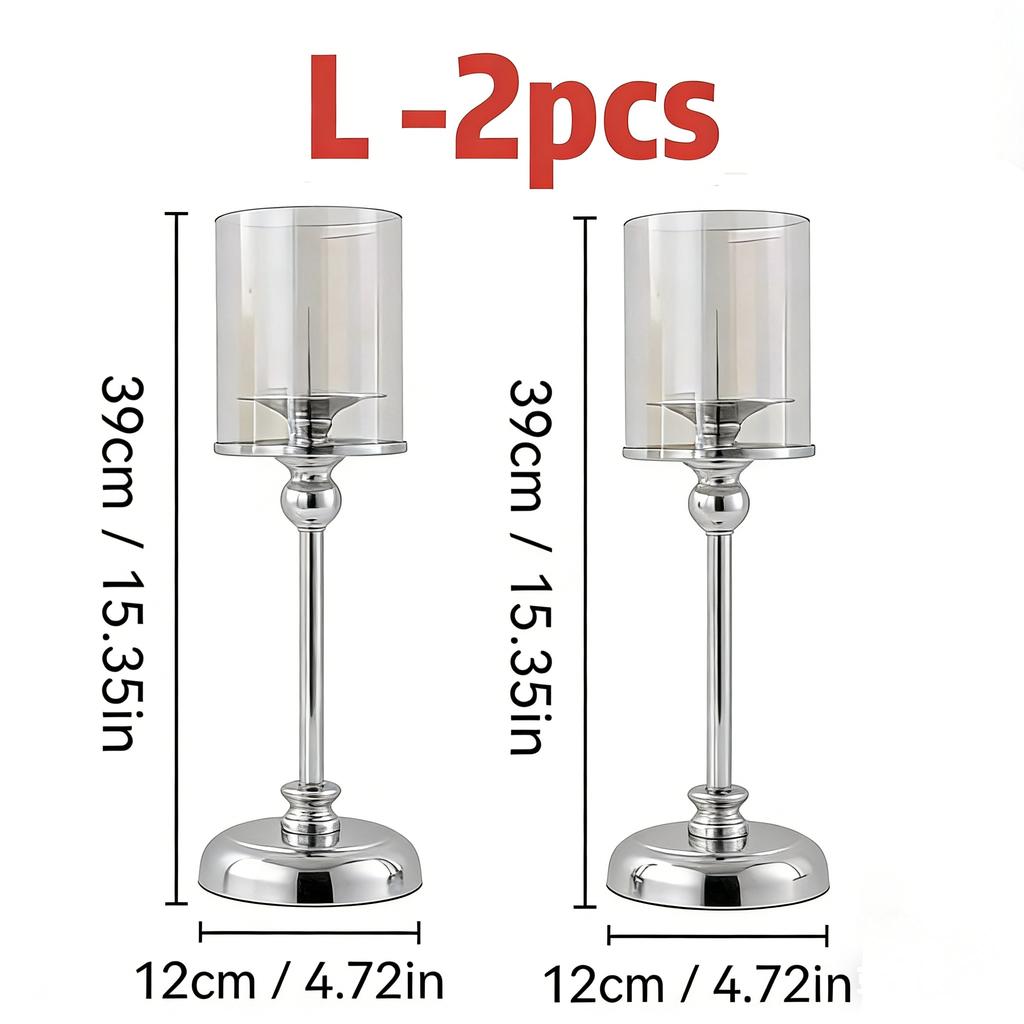 Glass Pillar Candle Holder Set Golden Silver Decorative Candlestick for Wedding Party Table Festival Decor 2026 New Fashion