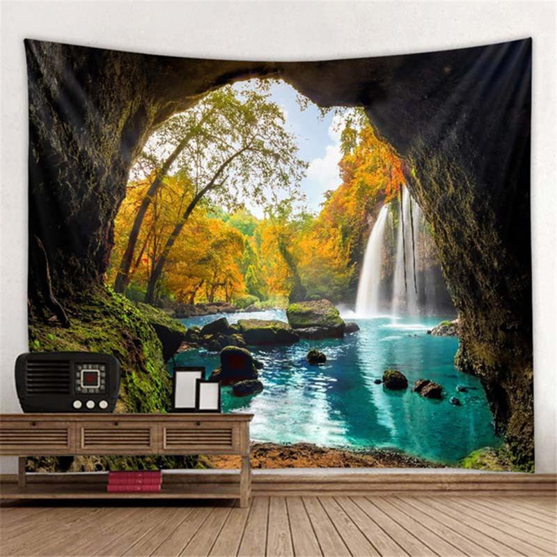 Home Decor Forest Maple Leaf Red Leaves Tapestry Landscape for Room Decor Wall Blanket Curtain for Bedroom Decoration Mural