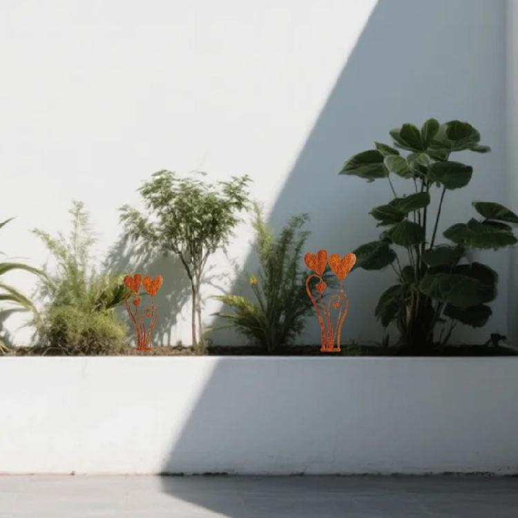 Rusts Resistant Metal Flower Garden Stake Heart Landscape Ornaments For Lawn Pathway Wedding Display