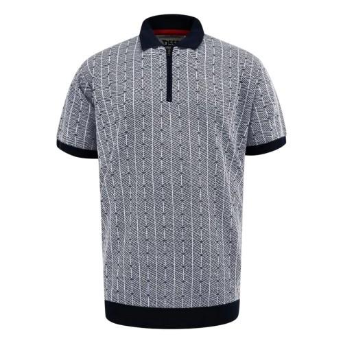 Duke Mens Perry D555 Knitted Jacquard Quarter Zip Kingsize Polo Shirt