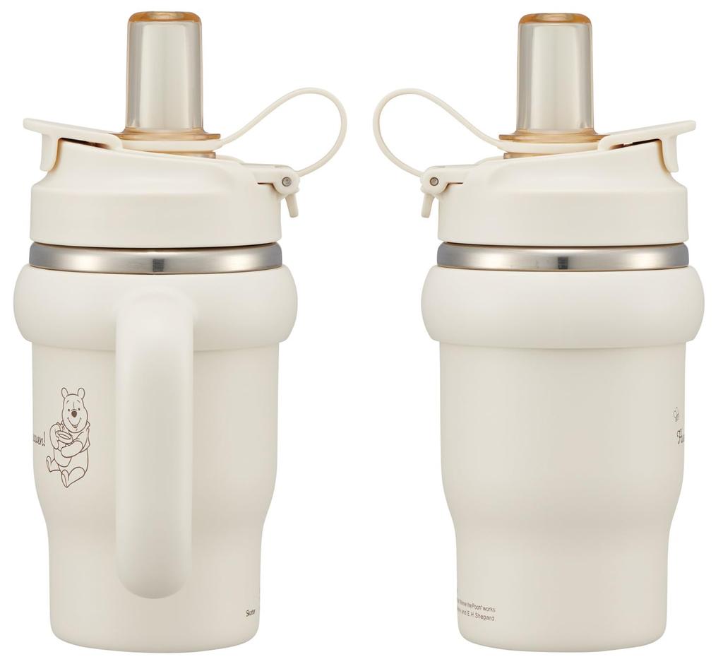 Skater Straw with Direct Disney Winnie the Simple Tumbler, 570ml, Insulated, Cold/Hot, Handle, 2-Way, Drinking, Pooh, Logo, STSTB6-A