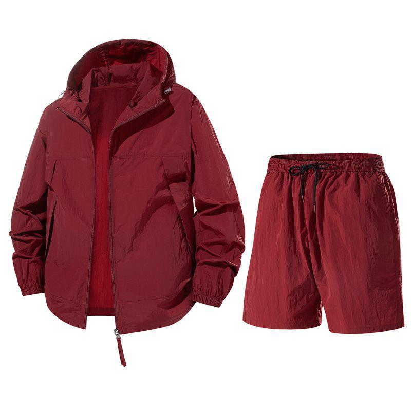 Traje deportivo casual de verano para hombre: Conjunto de seda helada transpirable con protección solar.