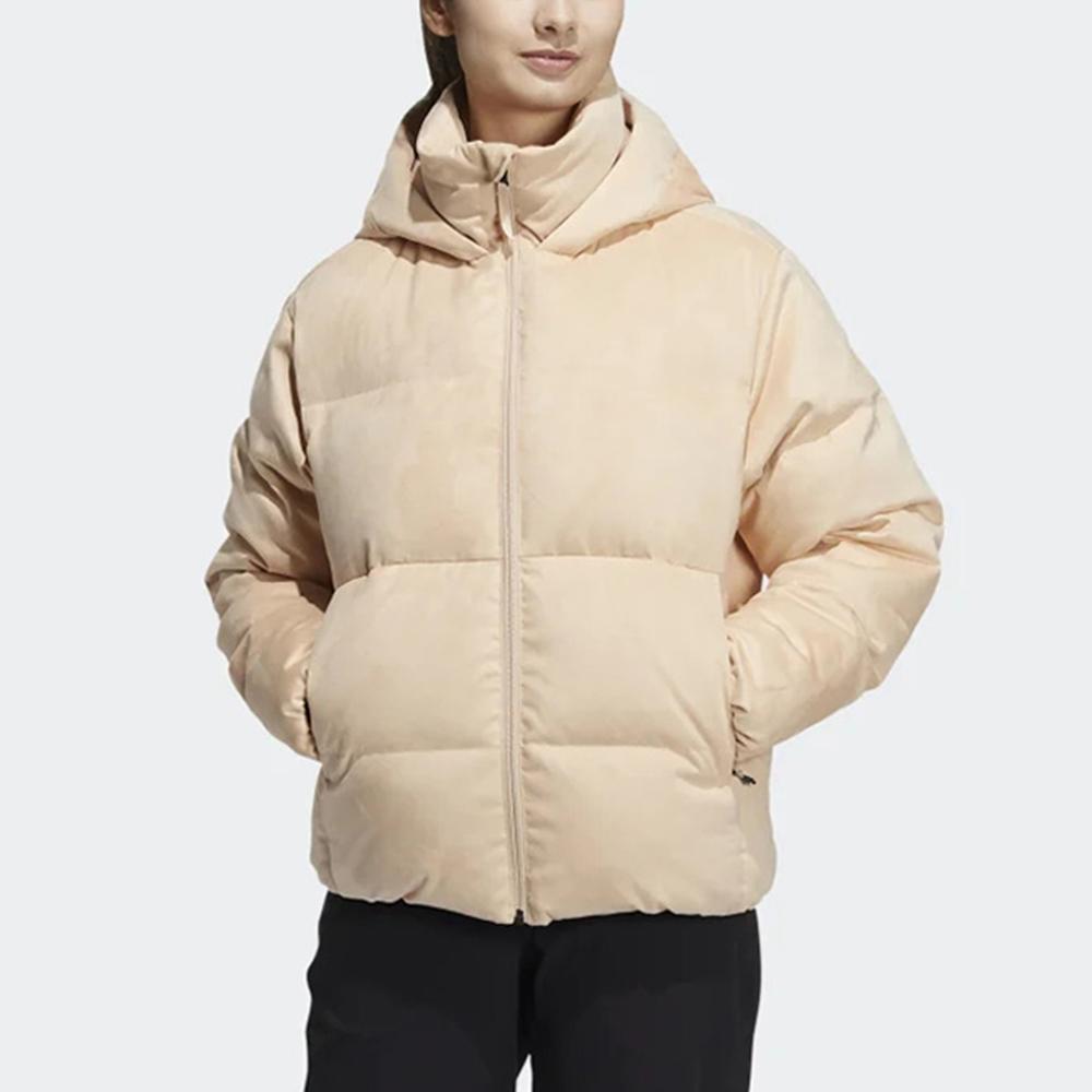adidas Solid Color Casual Warm Hooded Down Jacket Winter Women Jacket Off-White H20808