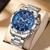 Chronograph Luxury Brand Stylish Men Luminous Wrist Watches For Male Clock Stainless Steel Band Men Business Quartz Watches