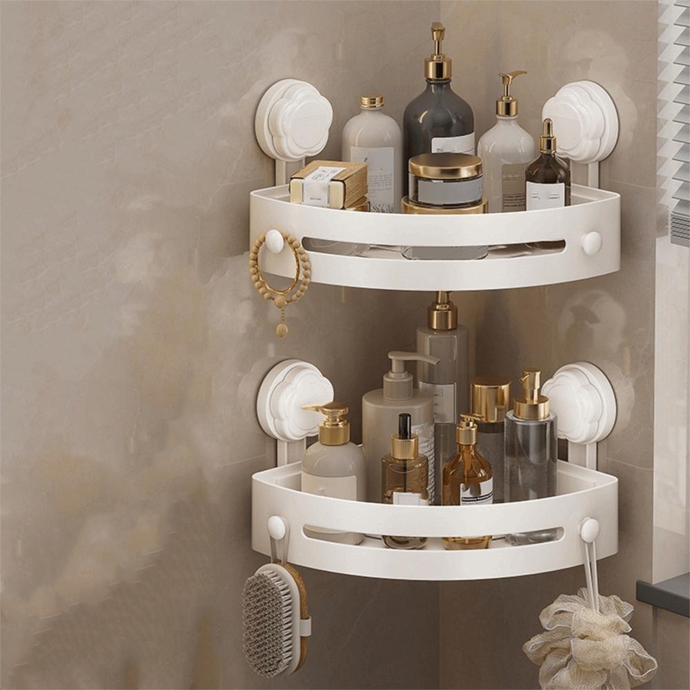 Suction Cup Storage Organizer Wall Mounted Wall Corner Shelf Corner Shelf Organizer  Toilet Area