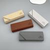 Striped Leather Eyeglasses Case Minimalist Portable Stylish Spectacle Holder Box for Men Boys Students