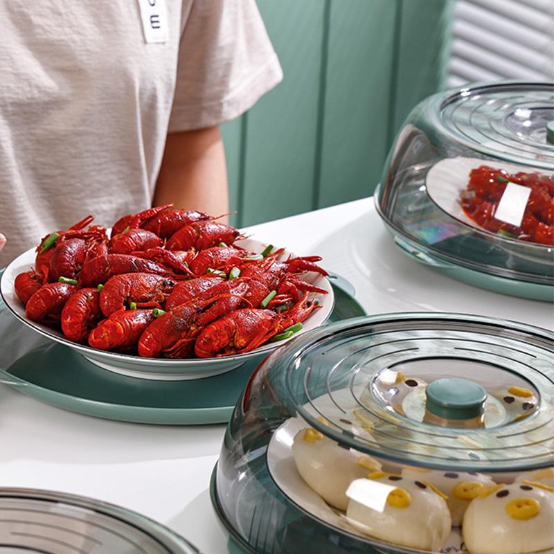 Dish Cover PET Heat Insulation Storage Transparent Dustproof for Home Picnic Cooking Green