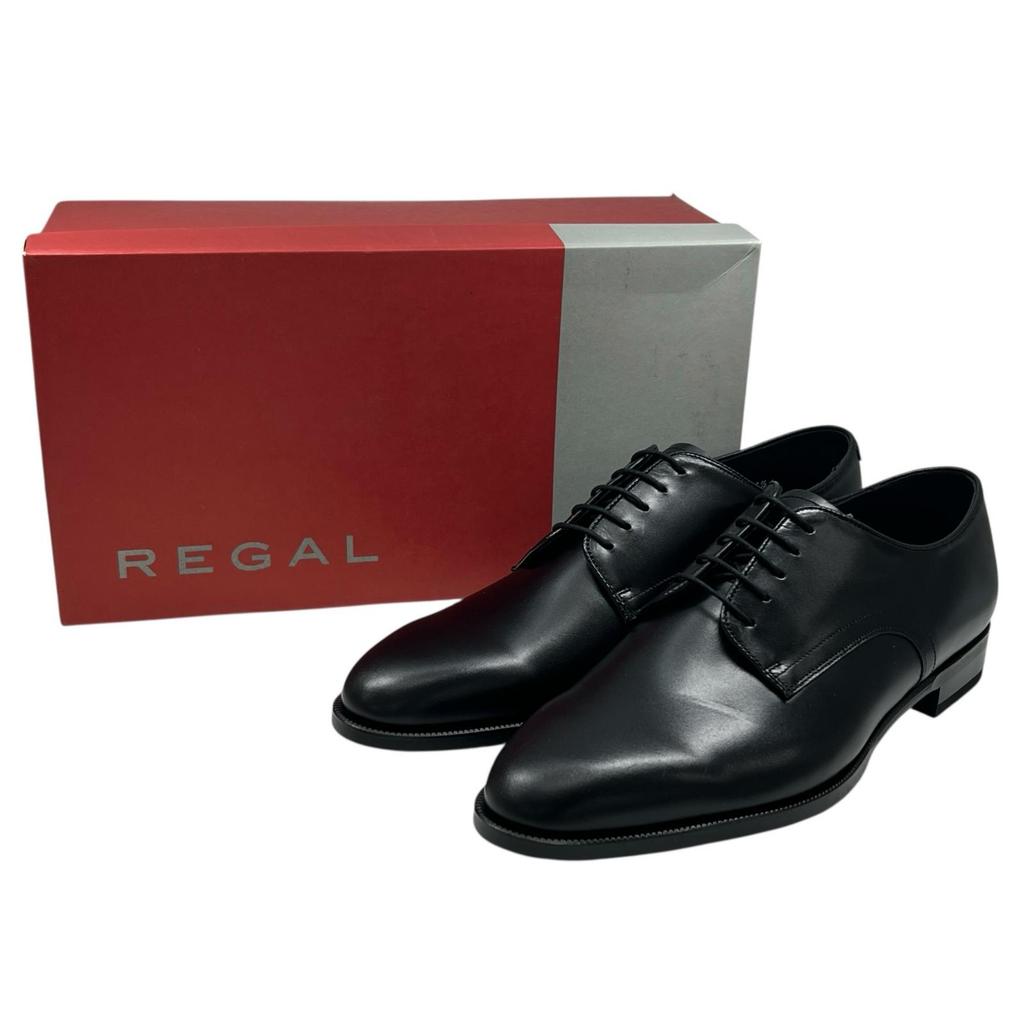 Pristine REGAL Leather Shoes Plain Toe Business Shoes Black Leather Mens 26.5 Used