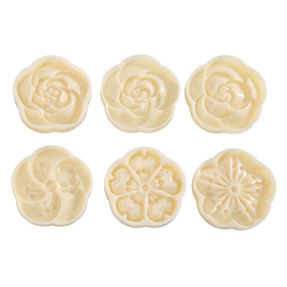 Ice Skin Mooncake Dessert  White Plastics 6 Patterns DIY Decoration Hand  Kitchen Baking Cutting Accessories
