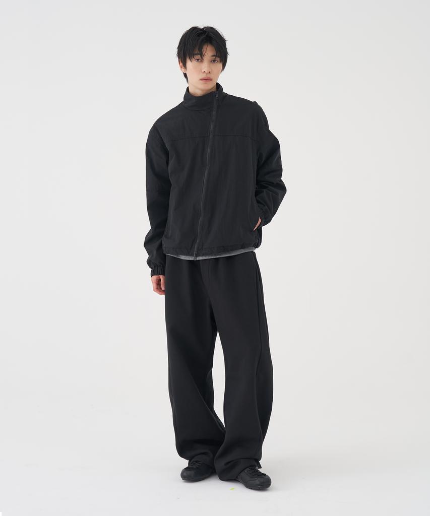Basemoment Diagonal Cn Washed Zip-Up Jacket Black