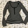 Autumn/Winter 2026 Striped V-Neck Slimming Bodycon Long-Sleeve Women's T-Shirt