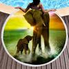 Wild Animal Elephant Round Beach Towel with Tassels Microfiber Soft Absorbent Quick Dry Sand Proof Towel For Picnic Camping Yoga