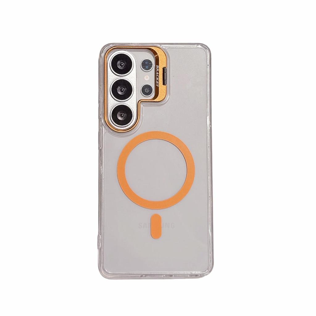 Custom Samsung S26 Ultra Phone Case: Simple Design, Magnetic Stand, Transparent, Anti-Drop, for S23-S26 Models, Female-Friendly.