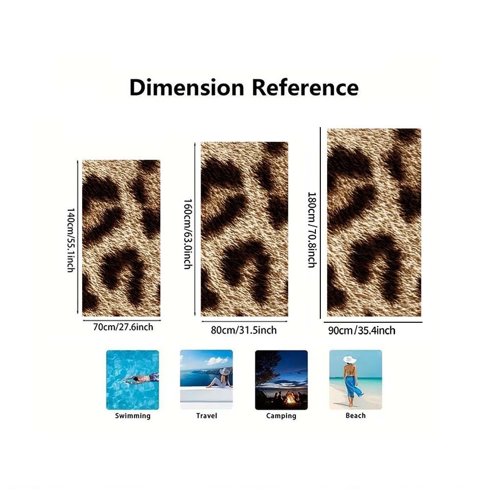 1pc Leopard Print Microfiber Beach Scarf Towel Lightweight Absorbent Large Summer Travel Wrap Yoga Mat Outdoor Blanket Camping