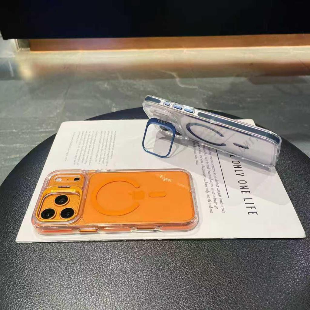 iPhone 17 Pro Max Case: Colored Edge, High Transparency, Magnetic, Apple 16 Lens Stand, Anti-Fall Protection