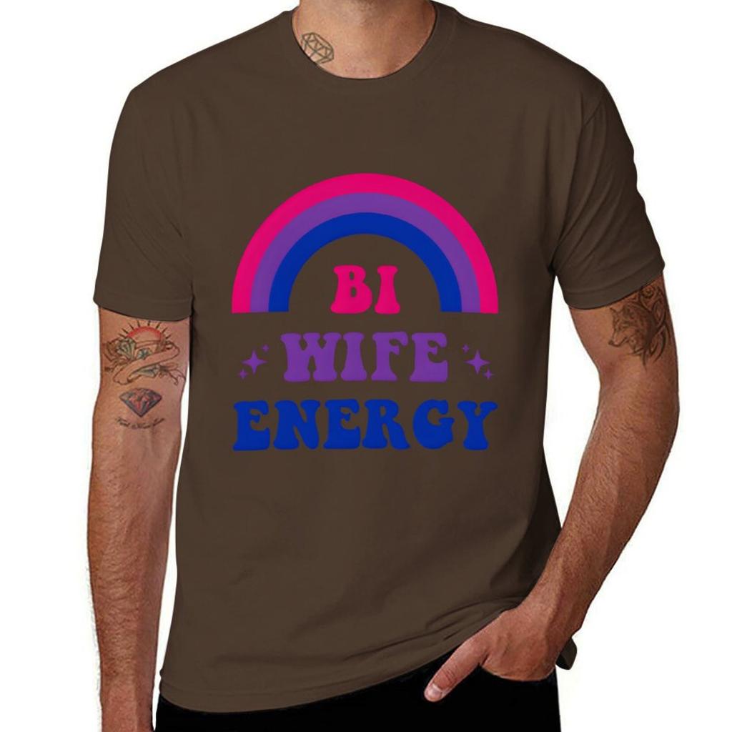 Bi Wife Energy Duma Biseksualna Flaga Biseksualna Wsparcie LGBTQ T-shirt grafika moda koreańska męskie białe t-shirty