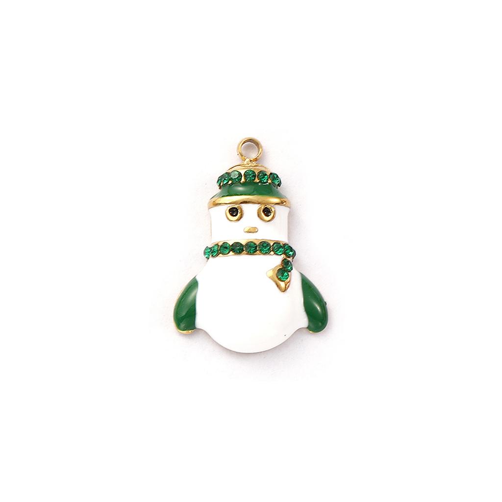 1 Piece 304 Stainless Steel Christmas Charms 18K Gold Plated Enamel Snowman Candy Cane Tree Pendant For Necklace Earrings Making