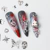 Xiaomi 12 Grids Silver Metal Halloween Nail Art Decorations Y2K Gothic Spooky Cat Skull Coffin Butterfly Star Heart Manicure Nail Decor