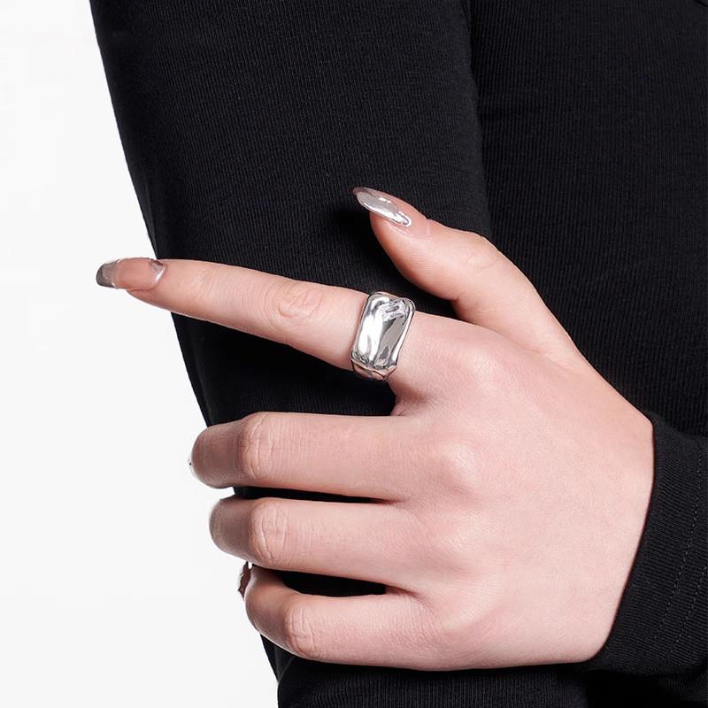 Chic Adjustable Geometric Zirconia Copper Ring For Women Fashionable Versatile Style