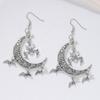 Jun'an Gothic Moon Bat Earrings: Punk Alternative Jewelry