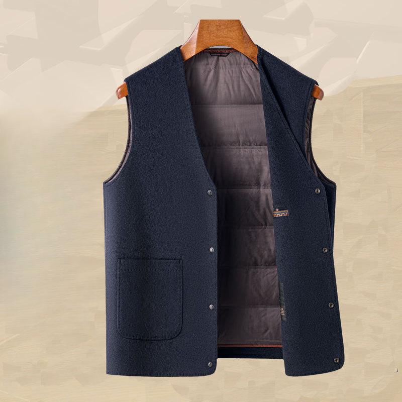 

Весенне-осенний жилет Шерстяной жилет Мужская одежда Жилеты Наружная и Среднего возраста Молодежные Тонкие Костюмы для мужчин с Пухом Зажимы в виде лошадей Внутри 4XL