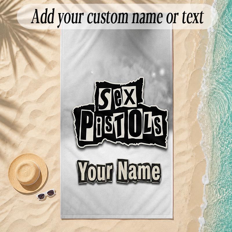 Beach TowelSex Pistols Custom Name Text Personalized Soft Towel for Beach Pool Indoor Home Decor Gift