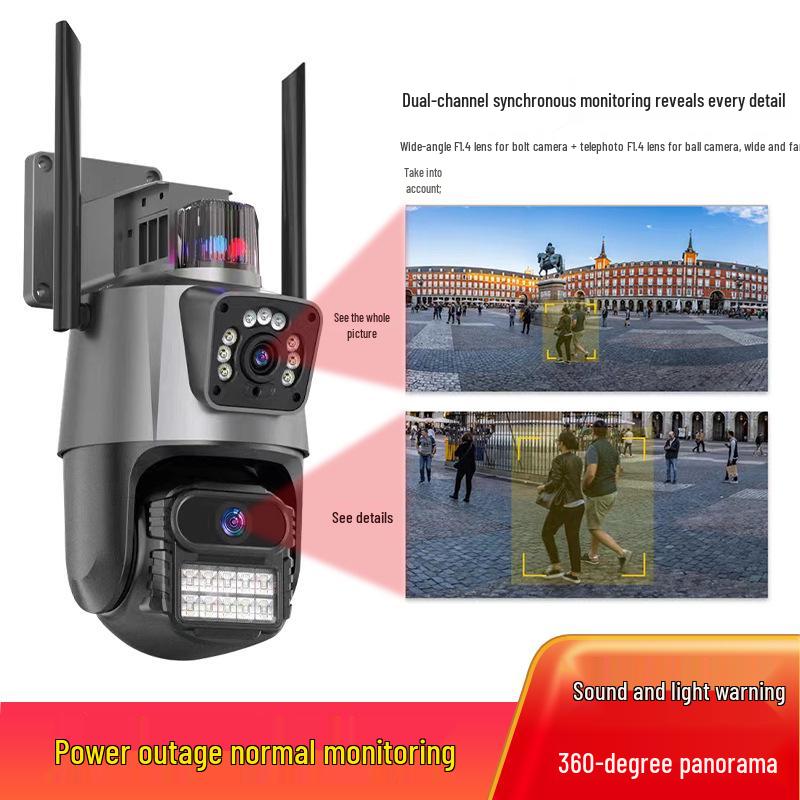 v360 Ultra HD WiFi Outdoor Surveillance Camera with Dual-Lens, Dual-Screen, Night Vision, and Waterproof Features