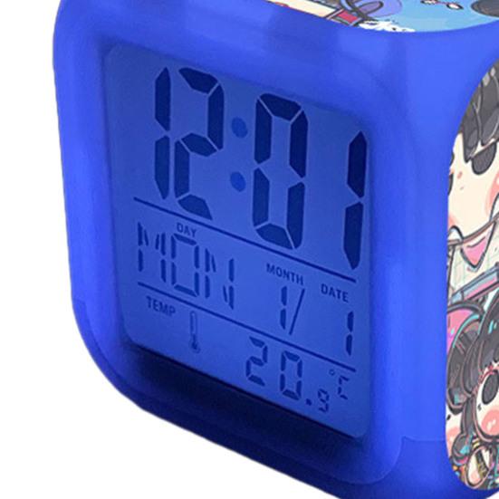 Small Digital Alarm Clock with LED Display for Bedrooms Bedside Battery Operated Electric Clock with Large Number Display Anime Therm Desk Decor for