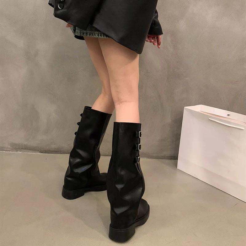 Retro Style Knee High Boots Women Fashion Ladies Slip On Knight Long Boots Autumn Winter Women's Footwear Heels Women Boots