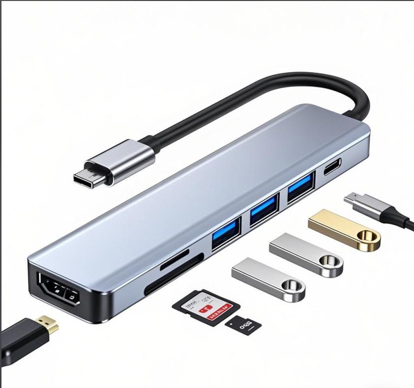 Type-C to 4K HDMI 7-in-1 Hub Docking Station Converter